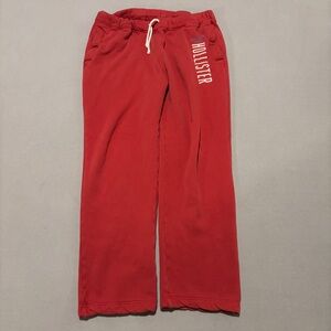 Y2K Hollister Sweatpants Size Medium 32x28 Red High Rise Spellout Logo Casual